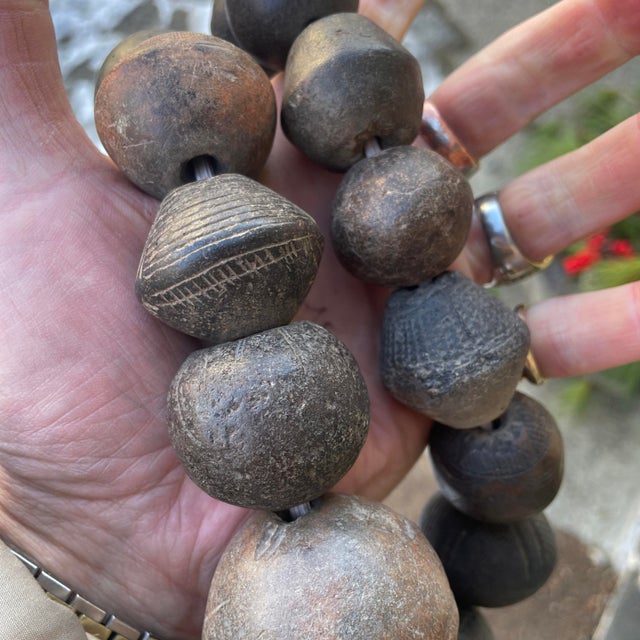 1960s Vintage Malinese Wood and Clay Beads For Sale - Image 5 of 6