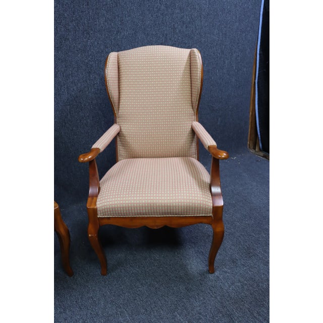 Pair Hickory Chair Co French Style Wing Host Armchairs For Sale In Philadelphia - Image 6 of 8