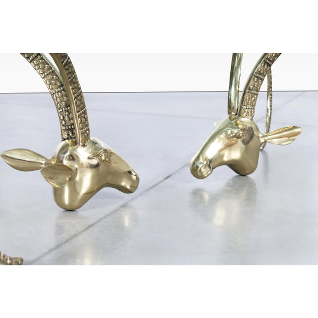 Alain Chervet Mid-Century Modern Brass Ibex Ram's Head Coffee Table Styled After Alain Chervet For Sale - Image 4 of 11