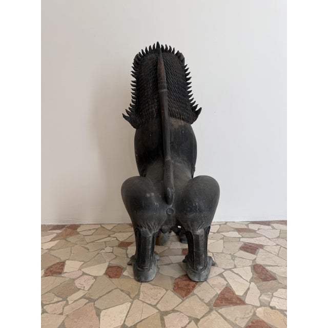 Black Thai Artist, Guardian Lions, 19th Century, Bronzes, Set of 2 For Sale - Image 8 of 18
