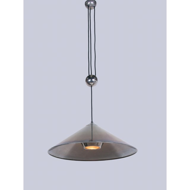 Adjustable Nickel Pendant Lamp KEOS by Florian Schulz, 1960s For Sale - Image 3 of 9