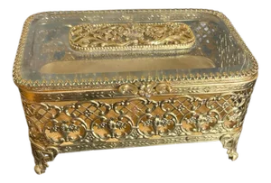 1950s Matson 24kt Gold Plated Ormolu Jewelry Casket
