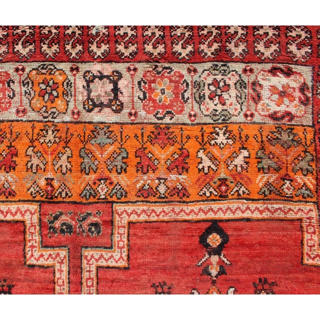Large Vintage Moroccan Gallery Rug With Tribal Design in Red, Ivory and Orange For Sale - Image 9 of 13
