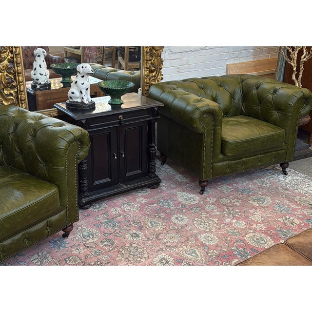 Art Deco Pair of Adoorne Chesterfield Chairs For Sale - Image 3 of 7