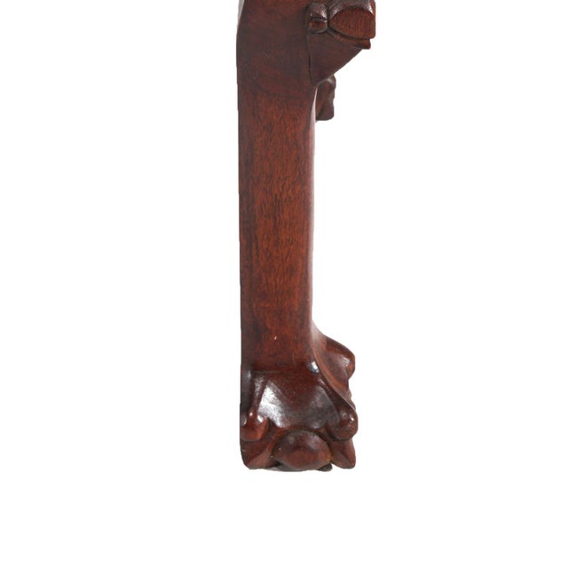 Early 20th Century Early 20th Century Chinese Deeply Carved Hardwood & Inset Marble Round Plant Stand For Sale - Image 5 of 8