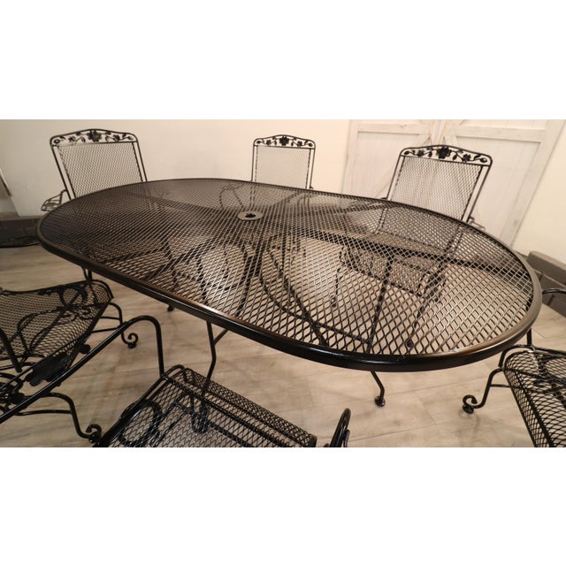 1960s Meadowcraft Dogwood Wrought Iron Patio Dining Set For Sale - Image 14 of 15