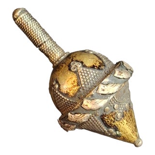 Antique Spinning Top Dreidel, Gilt Silver Filigree, Central Asian Decorative Toy For Sale