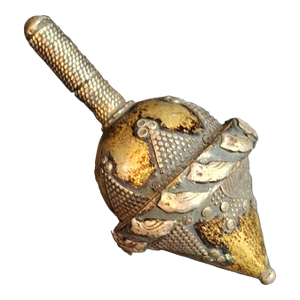 Antique Spinning Top Dreidel, Gilt Silver Filigree, Central Asian Decorative Toy