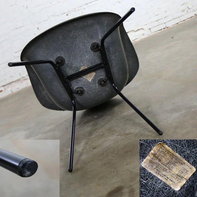 Mid Century Modern Elephant Hide Gray Eames Herman Miller Molded Fiberglass Dax Arm Shell Chair H Base For Sale - Image 11 of 13