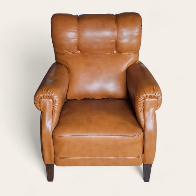 1960s 1960s German Cognac Leather Lounge Chair With Tufted Back For Sale - Image 5 of 6