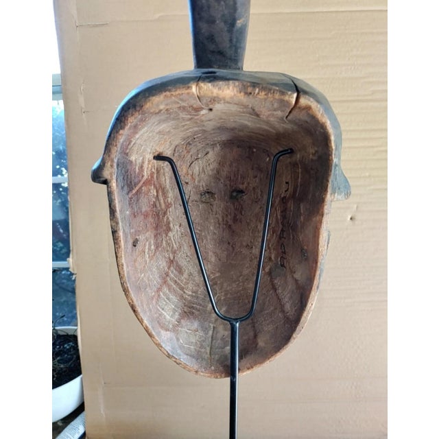 African Late 19th Century BaKwele or Ibo Nigerian Mask Stand Included For Sale - Image 3 of 7