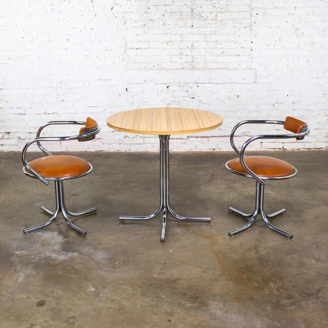 Mid to Late 20th Century Art Deco Streamline Moderne Dining Set With Round Table & 2 Chairs by Sutton Bridge For Sale - Image 11 of 18