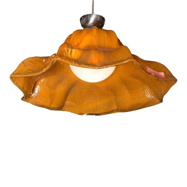 1960s Orange Venini "Hat" Style Pendant by Toni Zuccheri For Sale