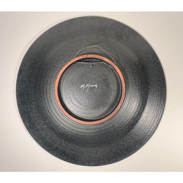 Vintage Masuo Ojima Ceramic Platter Green Black Glass Studio Pottery For Sale In Los Angeles - Image 6 of 10