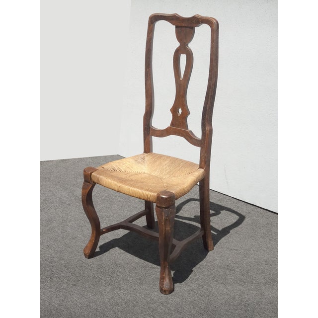 Set of Eight Vintage French Country Rush Seat Dining Chairs For Sale In Los Angeles - Image 6 of 16
