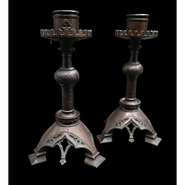 Metal Iron Candlesticks by C.J. Vombach, Frankfurt, Germany, 1880s, Set of 2 For Sale - Image 7 of 7