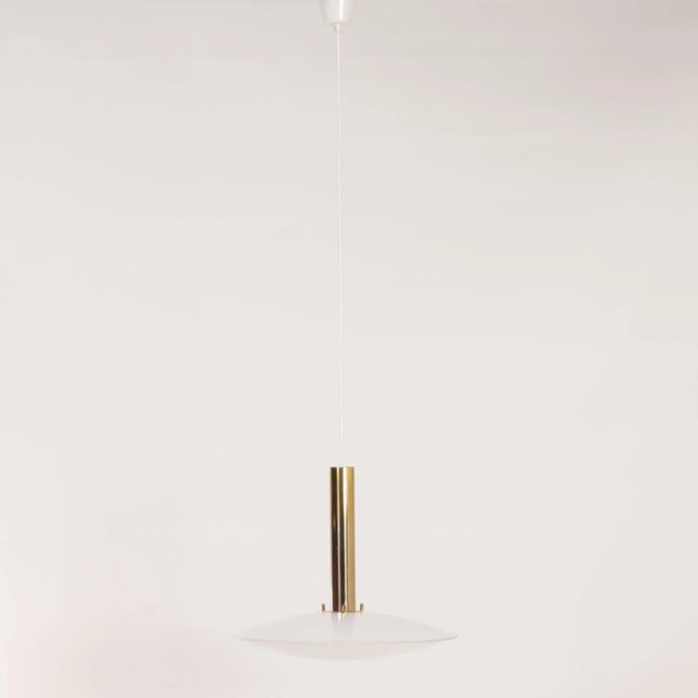Gold Swedish Pendant Lamp in Brass and Acrylic Glass from Asea, 1960s For Sale - Image 8 of 12