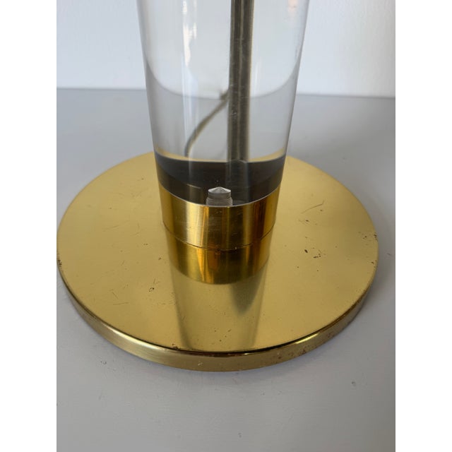 1980s 1980s Vintage Postmodern Frederick Cooper Brass & Lucite Table Lamp For Sale - Image 5 of 12