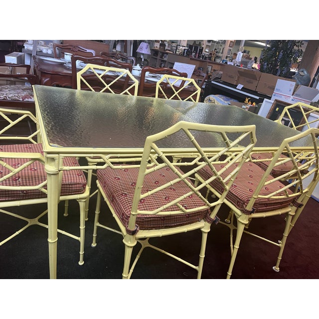 Yellow 1960s Brown Jordan Calcutta Patio Dining Table With 4 Side and 2 Arm Chairs For Sale - Image 8 of 12