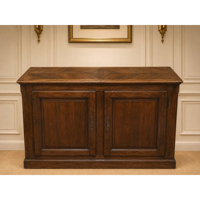Regency Low Sideboard with Plinth in Oak Herringbone Top For Sale - Image 4 of 9