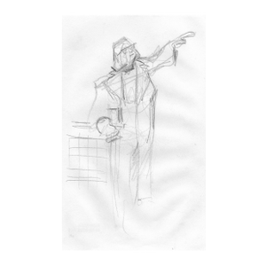 John Reilly Lady Grocery Shopper Drawing