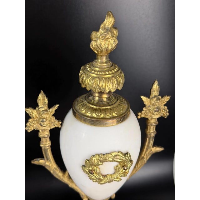 Antique French Mantel Clock Set in Gilt Bronze, 1800s, Set of 3 For Sale - Image 9 of 18