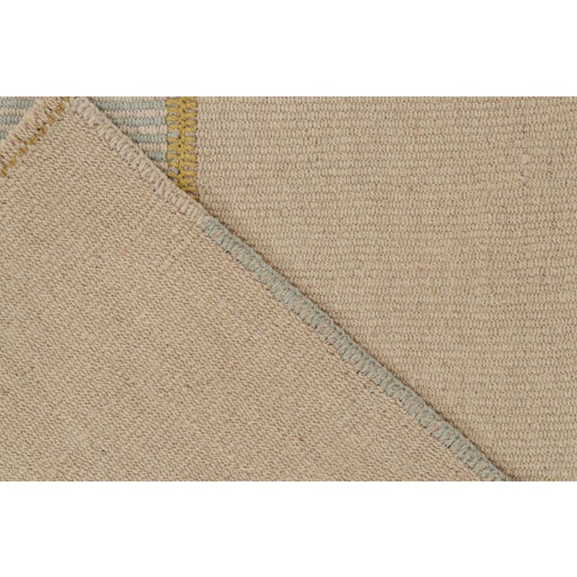 Textile Rug & Kilim’s Contemporary Kilim in Beige, Blue & Gold Stripes For Sale - Image 7 of 7