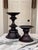 Wood Vintage Pottery Barn Turned Wood Pillar Candle Holders - A Pair For Sale - Image 7 of 11