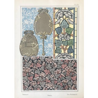 1896 French Decorator Pochoir, Art Nouveau Botanical Print, Parsley (Plate 23) For Sale