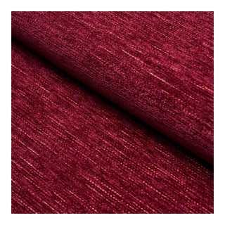 Sample - Schumacher Corbin Performance Chenille Fabric In Garnet For Sale