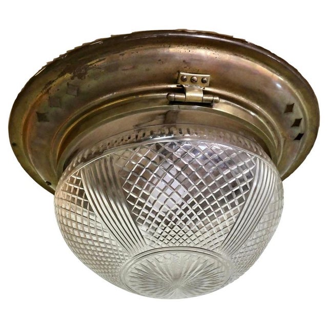 Brown Large Art Deco Early Passenger Liner Ceiling Light, 1920 For Sale - Image 8 of 8