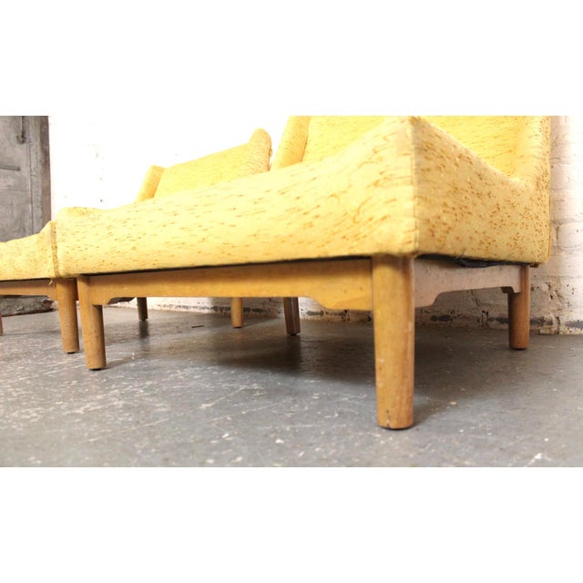 Mid 20th Century Mid 20th Century Yellow Slipper Chairs W/ Maple Base For Sale - Image 5 of 12
