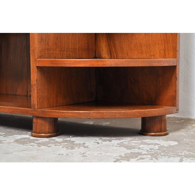 Brown Vintage Walnut Bookcase with Curve, 1930s For Sale - Image 8 of 13