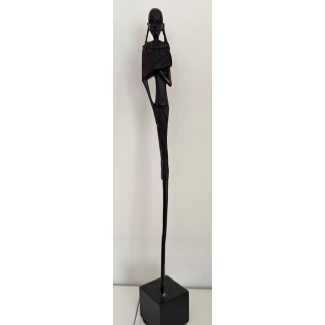 Ebony Vintage African Ebony 24" Sculptures Tall and Heavy - a Pair For Sale - Image 8 of 12
