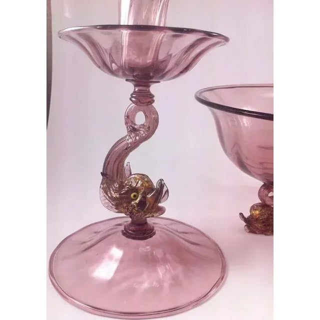 Mid 20th Century Venetian/Murano Glass Three Piece Console Ensemble Set For Sale - Image 5 of 9