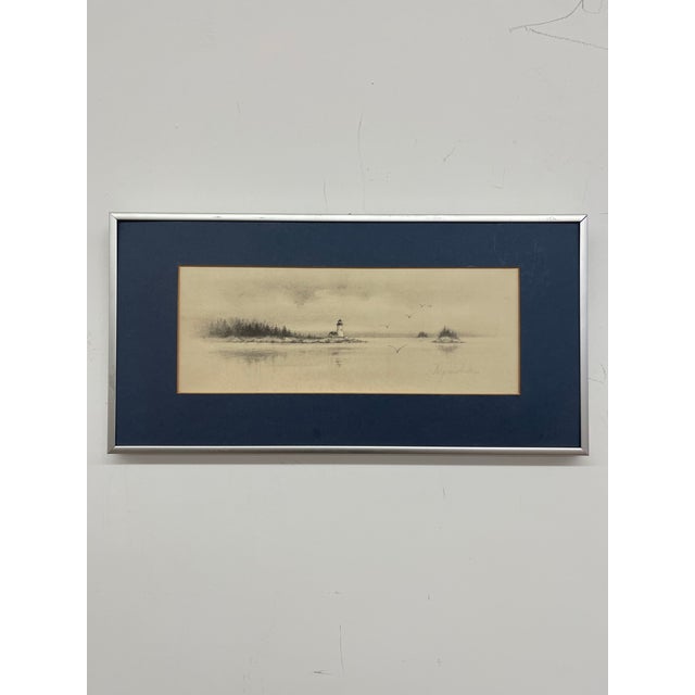 A tranquil and atmospheric vintage coastal lithograph pencil-signed by artist Virginia Miller, published by Jonah's...