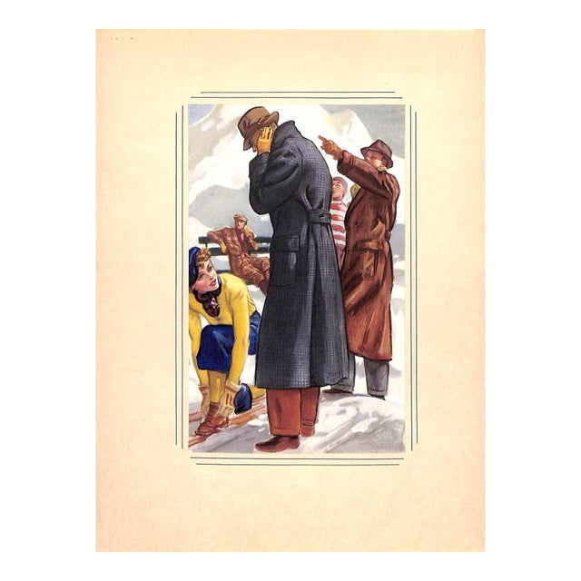Vintage C1930s Menswear Illustration Art For Sale