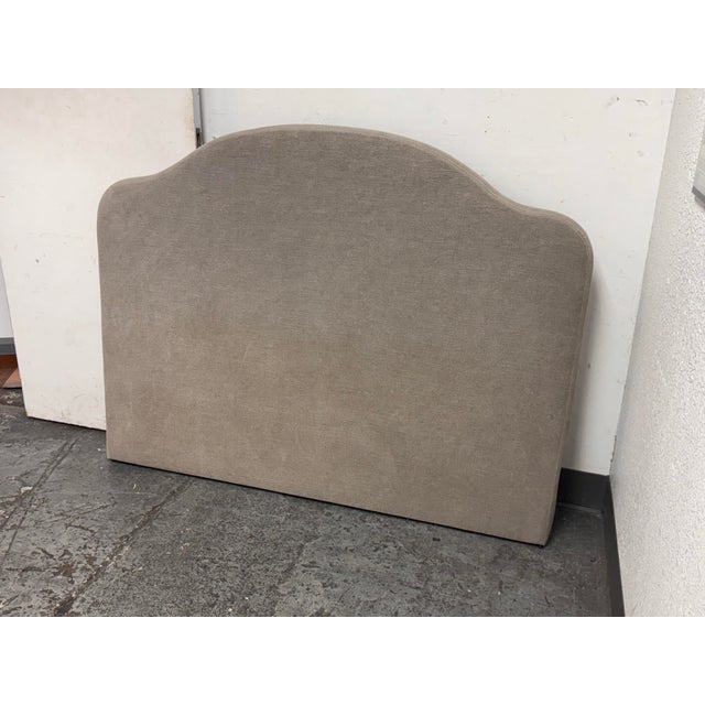 Contemporary Queen Size Custom Design Sage Linen Headboard For Sale - Image 3 of 12
