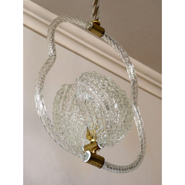 Vintage Art Deco Murano Blown Glass Pendant Light by Ercole Barovier for Barovier & Toso, 1930s For Sale - Image 9 of 11