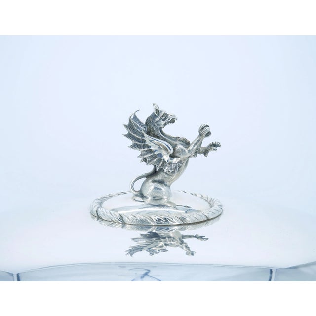 Late 19th Century 19th Century English Silverplate Meat Dome With Dragon Finial Handle For Sale - Image 5 of 11