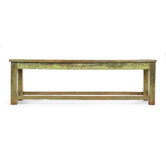 Wood Patinated Wooden Bench, 1940s For Sale - Image 7 of 7