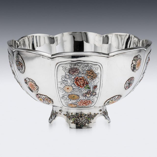 Antique Japanese Meiji Silver and Enamel Bowl, 1900s For Sale - Image 3 of 18