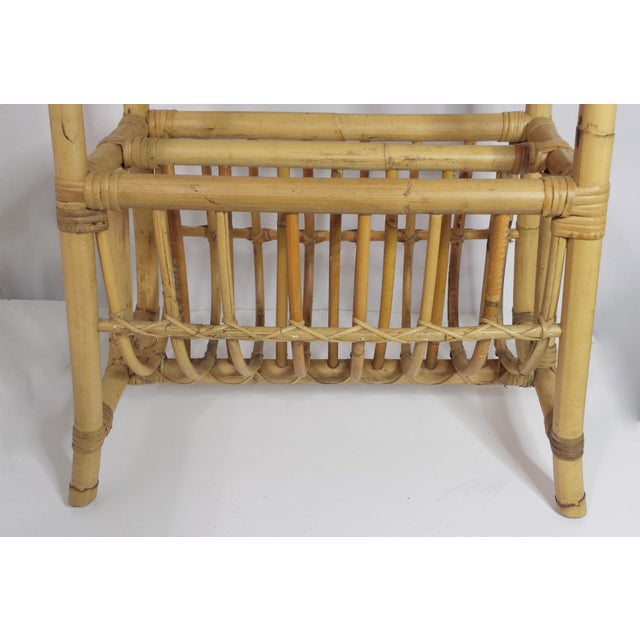 Vintage Mid Century Bamboo Rattan Magazine Rack Side Table Chairish