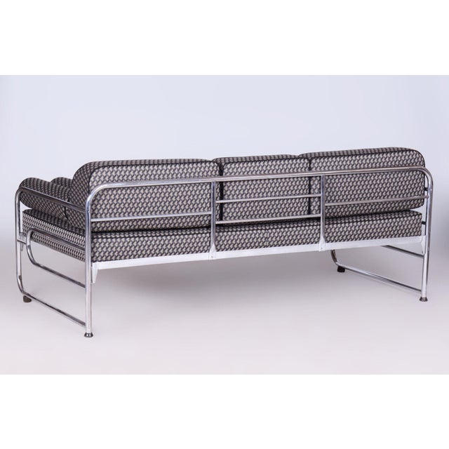 1930s Bauhaus Sofa in Chrome & Upholstery attributed to Mücke-Melder, Czech, 1930s For Sale - Image 5 of 16