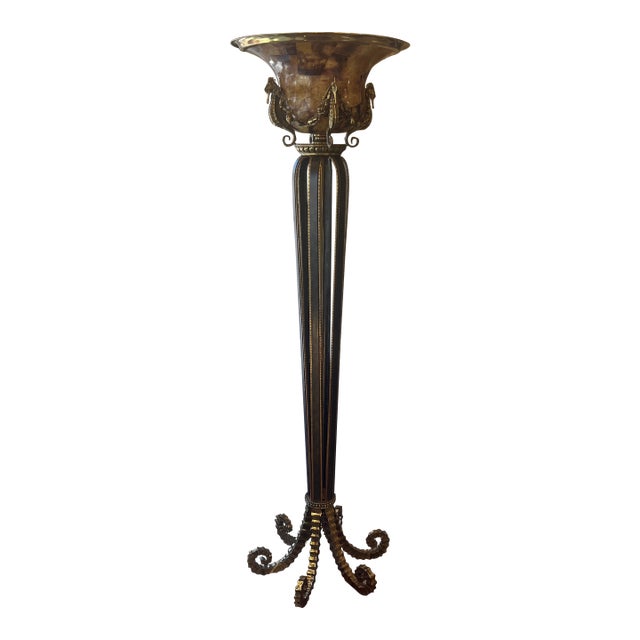 Floor Lamp Torchiere in the Style of Maitland Smith Ocean Shell Seahorse Tentacles For Sale
