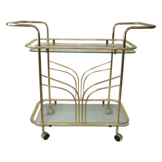 Vintage Brass Bar Cart For Sale