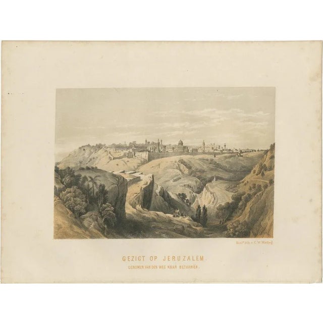 Title: 19th-Century Chromolithograph of Jerusalem – View from the Road to Bethany After David Roberts : This remarkable...