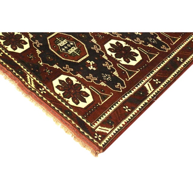 1960s 1960s Vintage Rustic Kargahi Breann Brown/Blue Hand Knotted Rug For Sale - Image 4 of 10