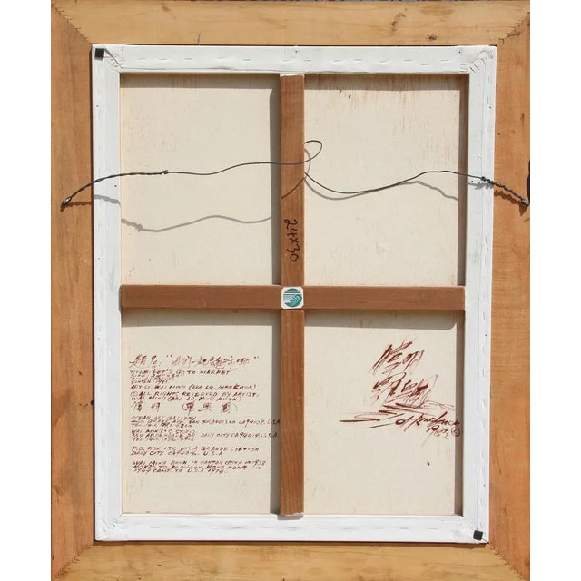 Let's Go to the Market, Wai Ming Oil on Canvas, Signed and Titled Verso For Sale - Image 4 of 5