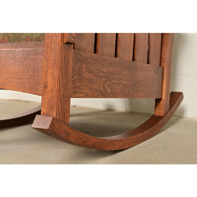 L. & J. G. Stickley Mission Oak Arts & Crafts Rocking Chair For Sale - Image 10 of 14